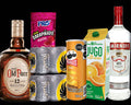 Party Pack 3 - Whiskey, Vodka, Imperial Beer, Orange Juice + 2 Snacks